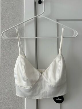 Lulu's White Satin Longline Bralette
